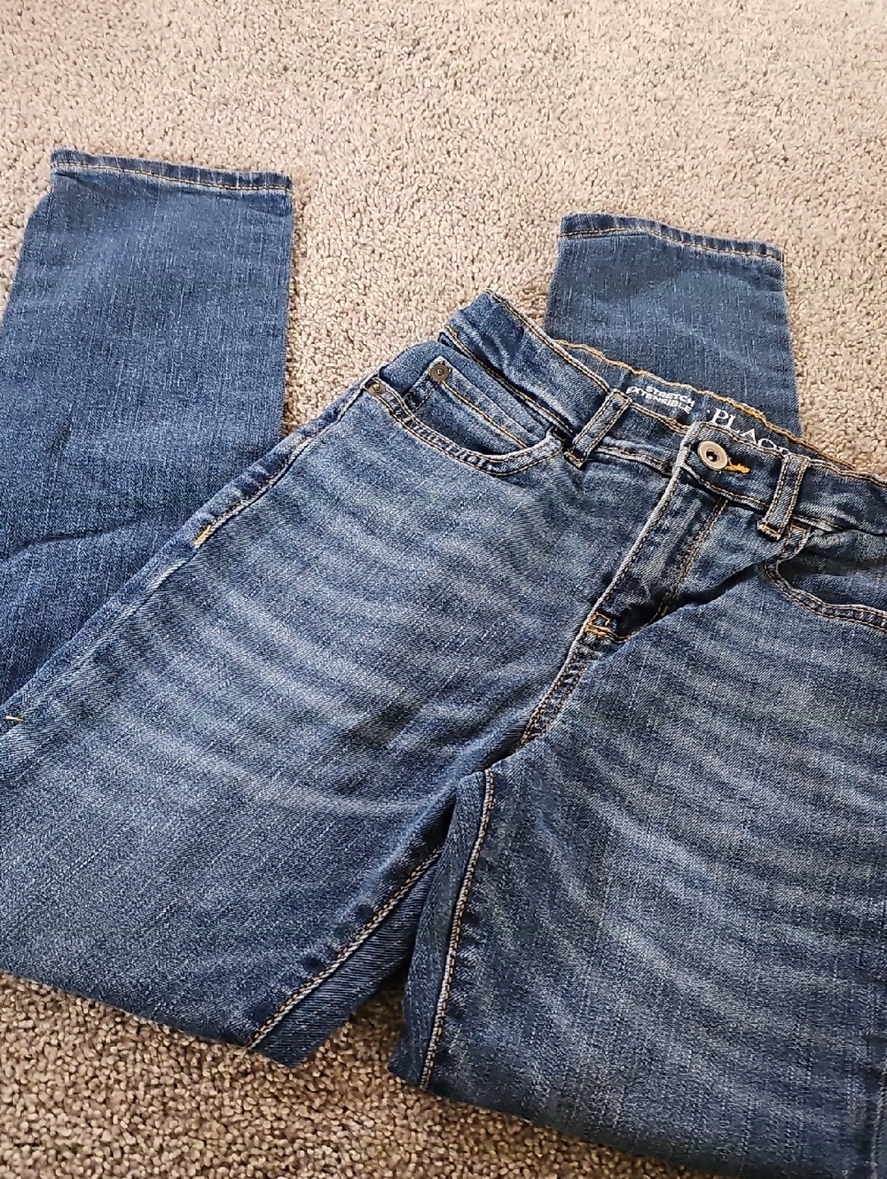 SS💜🔹️Place Boys Dark Blue Denim Jeans with Faded Whiskering